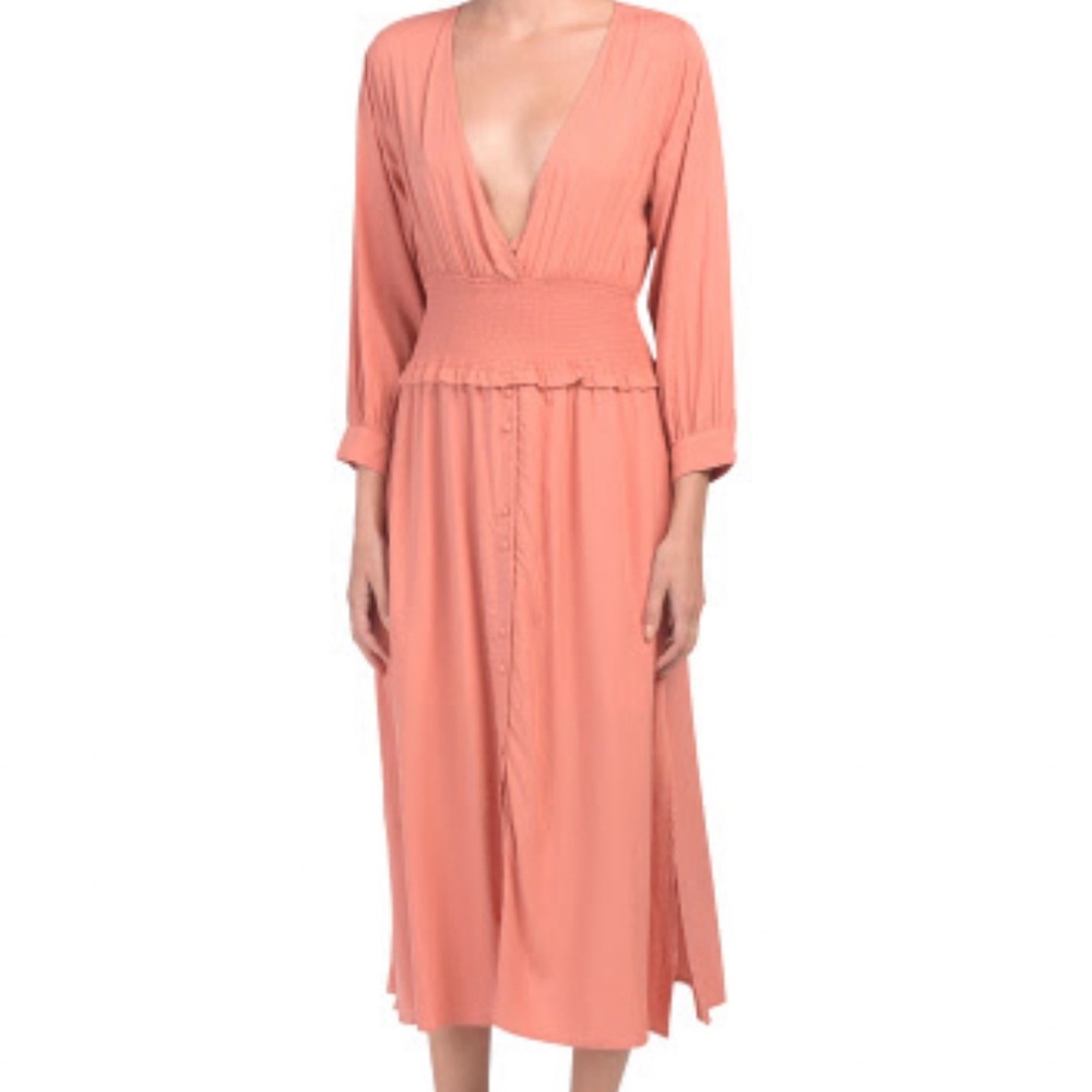Deep V Midi Dress